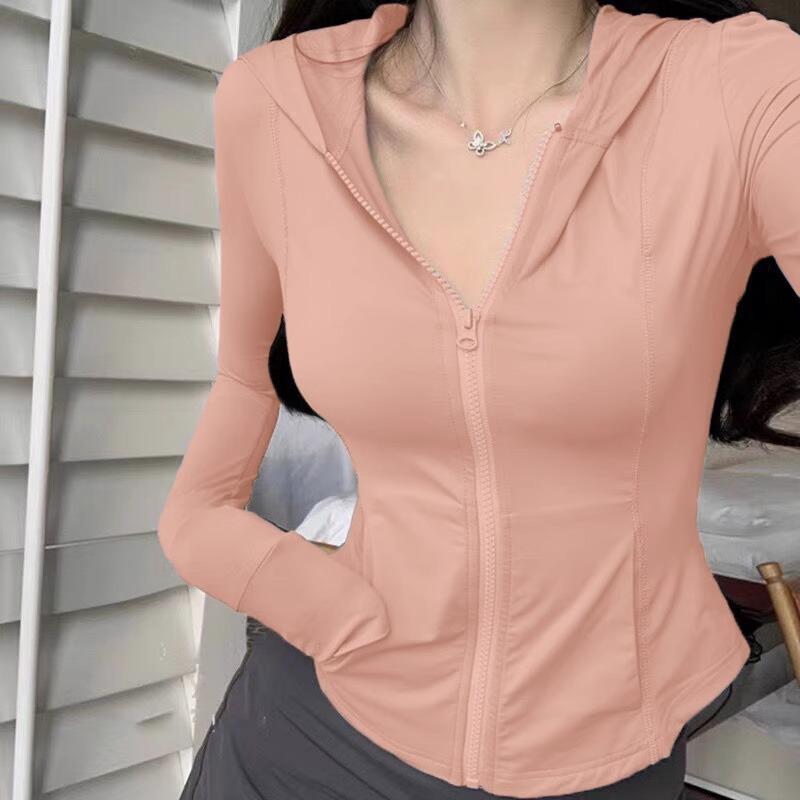 Korean Version of Hiphop Ice Silk Breathable Hooded Sunscreen Clothing Women's Summer Slim and Thin Casual Versatile Cardigan Jacket Tide