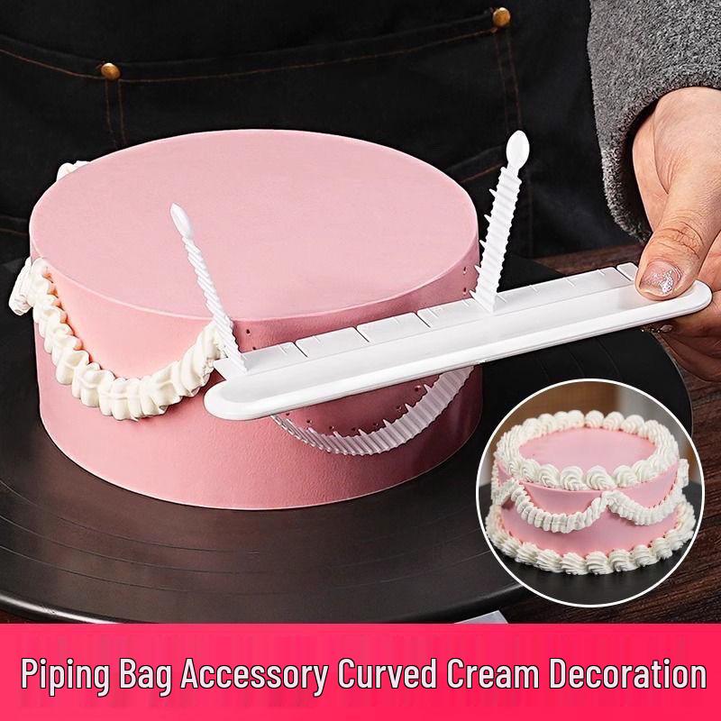Curved Edge Buttercream Piping Tool - Cake Skirt Lace Decorator Ruler