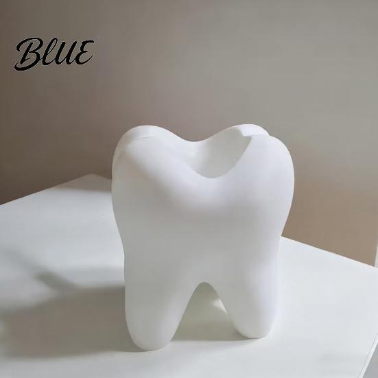 Tooth Shape Holder Toothbrush Holder, 3D Printed Storage Organizer, Wide No Burrs Pen Mouth Large Capacity for Bathroom Desk Organizer
