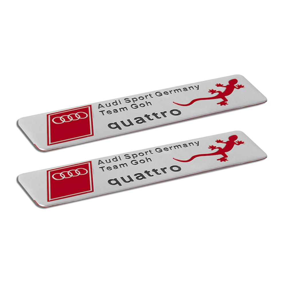 2pcs 3D Aluminum Car Stickers Side Body Tail Trunk Decoration Decal For Dgrb6 Sport Germeny QUATTRO Emblem Auto Refit Accessories