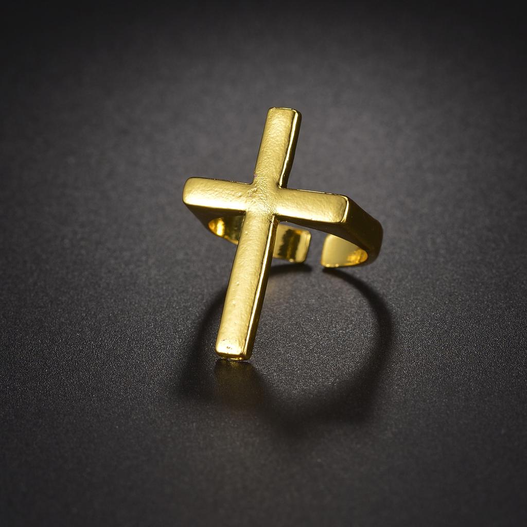 1 STuks Punk Vintage Zwart Grote Open Kruis Ring Voor Vrouwen Feest Sieraden Mannen Trendy Gotisch Goud Zilver Kleur Vinger Ringen Anillo