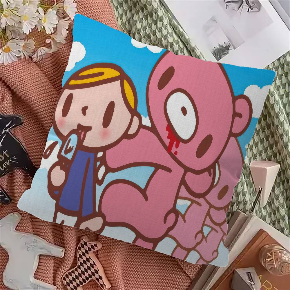 G-Gloomy Bear Cartoon Maple Design Cushion Cover Happy Autumn Harvest Decor Holiday Decorati Pillow Cover