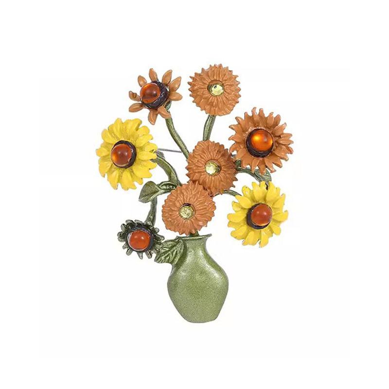 Retro High-end Van Gogh Sunflower Female Fashion Sense Brooch
