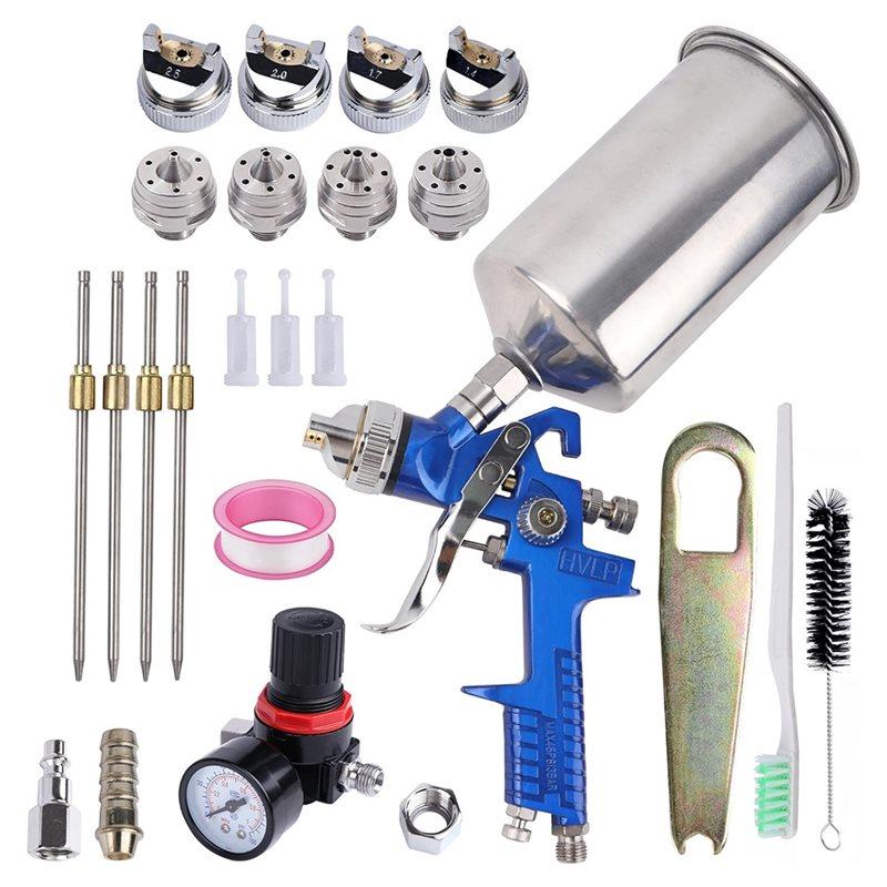 SHGO-For Automotive And DIY Projects Compatible HVLP Spray Paint Gun Kit-5 Nozzles Included 1000Cc Cup