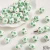 Handmade Cute Flower & Heart Green Ceramic Beads for DIY Jewelry