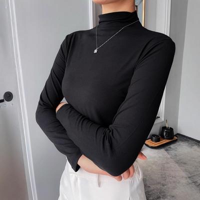 Early Autumn Nude-Feel Long-Sleeve Top: Skin-Friendly, High-Neck, Nine-Color Fashion, Japanese-Korean Trend, Milk Silk for Women