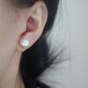 Versatile Non-piercing-free Ear Clips with Mosquito Coil Tray Design, 11k Gold Accent Fashion Large Natural Freshwater Pearl Earrings for Women