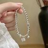 S925 Sterling Silver Bow Beaded Bracelet - Handmade Elastic Cord, Perfect Sweet Birthday Gift for Women