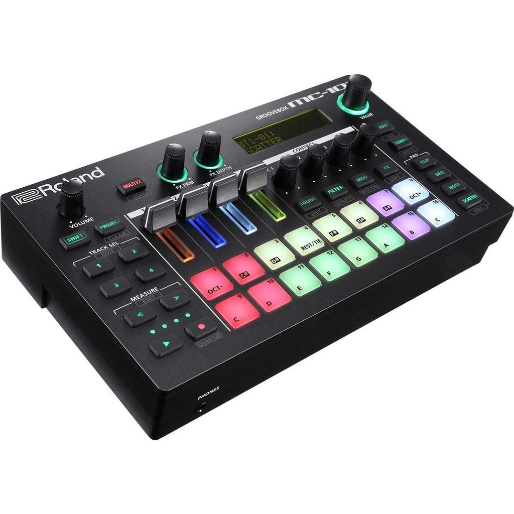 Roland Groovebox Portable Rhythm Machine with Battery USB and Composition MC-101 Power, 4-Track Sequencer, Drum/Bass/Synthesizer, Connection, DTM,