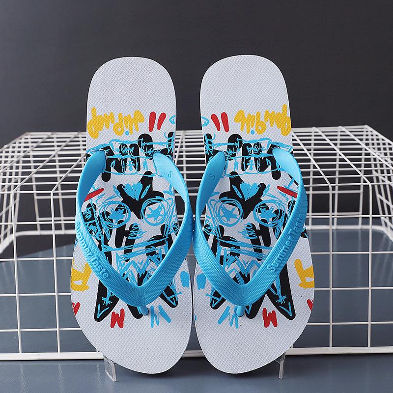 New Flip-flops Men's Summer Trend Outer Wear Flats Personalized Totem Pinch Beach Slippers