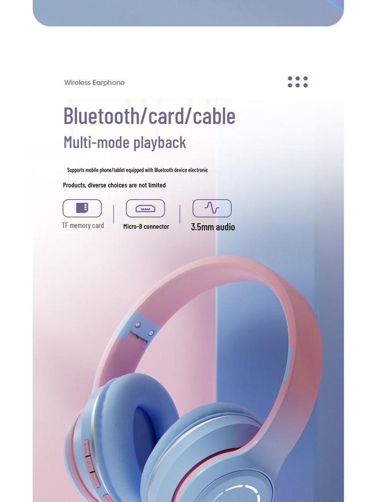 Over-ear Wireless Noise-Cancelling Bluetooth Gaming Headset with Heavy Bass, Compatible with Apple and Huawei Phones