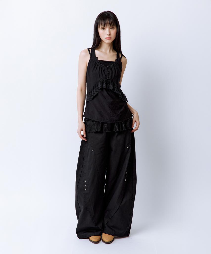 ROUGHNECK Star Pattern Mesh Layered Dress Black