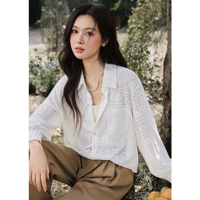 French Retro Embroidered Floral Lace Blouse