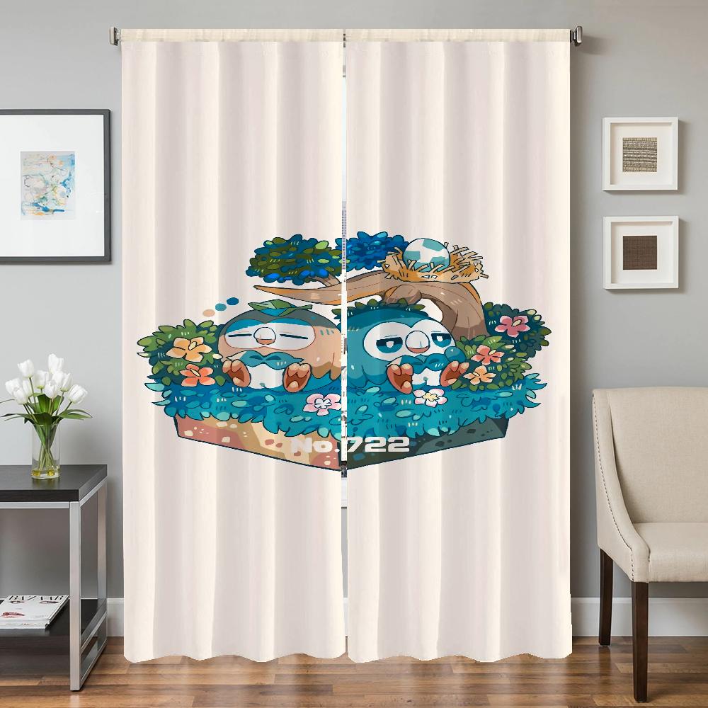Home Interior Kitchen Curtains for Living Room 2 Pieces Blackout Curtains Door Curtain Pokemon Partition Bedroom Decoration