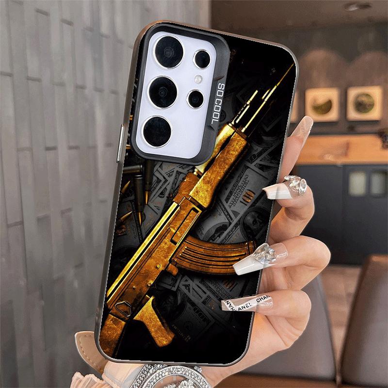 Goldene Waffenkugeln AK47 Pistole Weiche Handyhülle für Samsung A17 A16 A15 A14 A13 A57 A56 A55 A54 A53 A37 A36 A35 A34 A33 A26 A25 A2