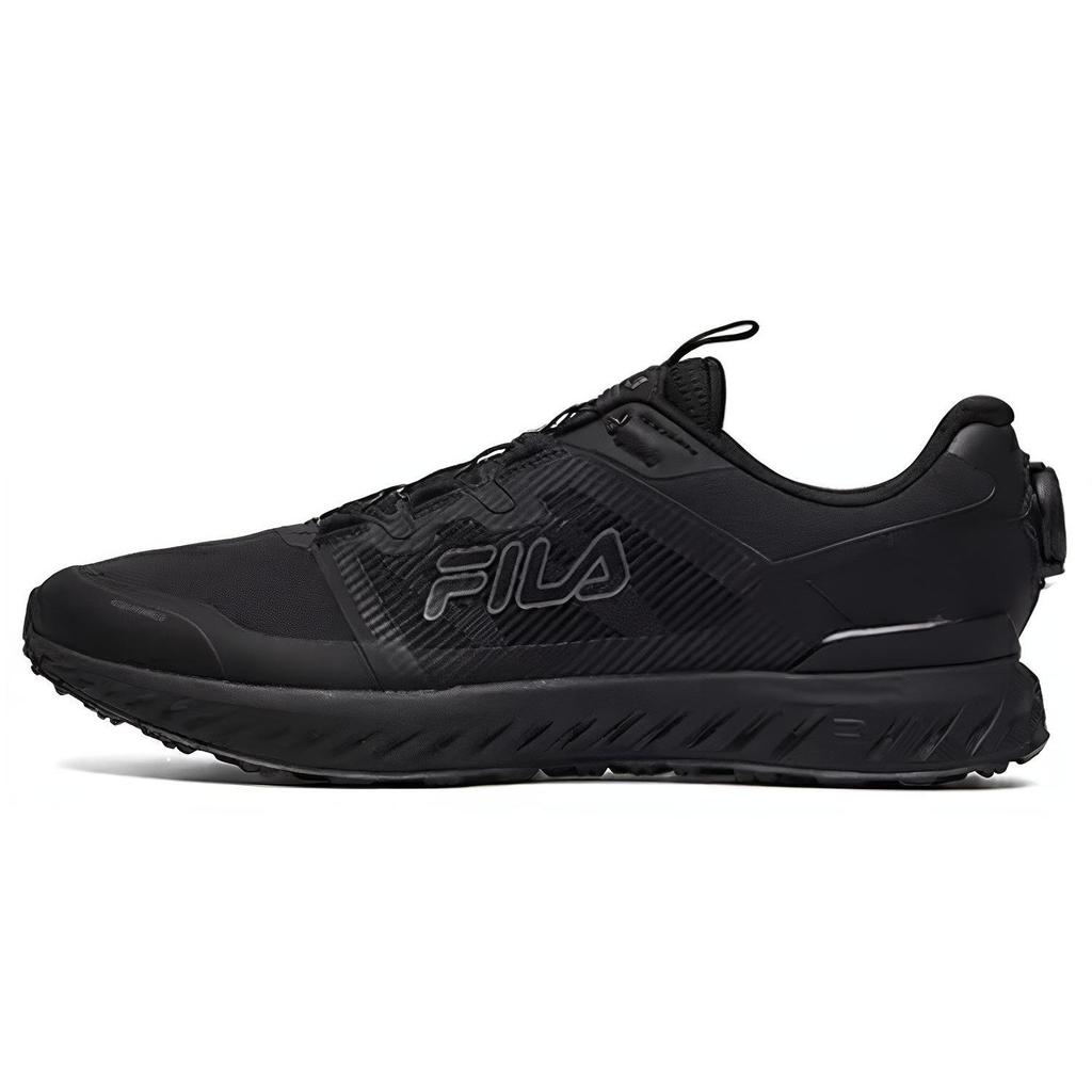 Fila Boa Lock Mesh Fabric Shock Absorption Wear-Resistant Breathable Supportive Low-Top Running Shoes Men Sneaker Black A12M132207FBK