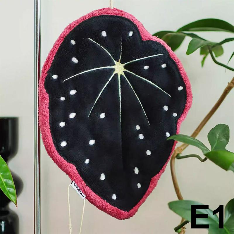 Leaf-Shaped Hanging Hand Towel Soft Coral Fleece Tea Towels Super Absorbent Bath & Kitchen Towel Decorative Towels Home Decor