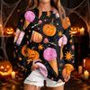 Women's Fashion Casual Halloween Print Neck Sweatshirt