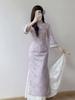2025 New Autumn Purple Qipao with Inverted Sleeves – Gentle and Brightening for Young Women