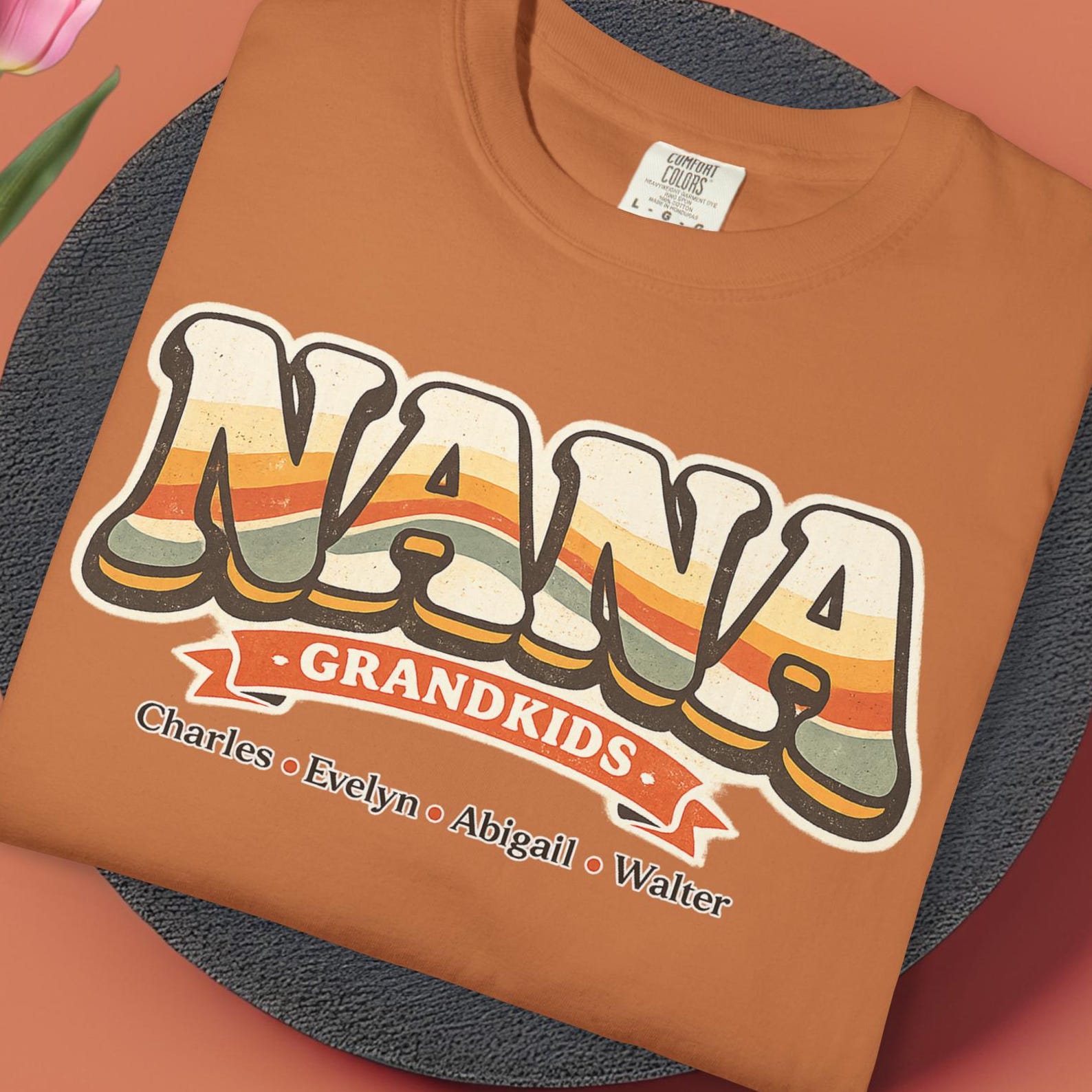 Comfort Colors Nana Grandkids T shirt, Personalized Grandma Shirt with Names, Retro Nana T shirt, Custom Nana Tee Gift, Mother’s Day Shirt S