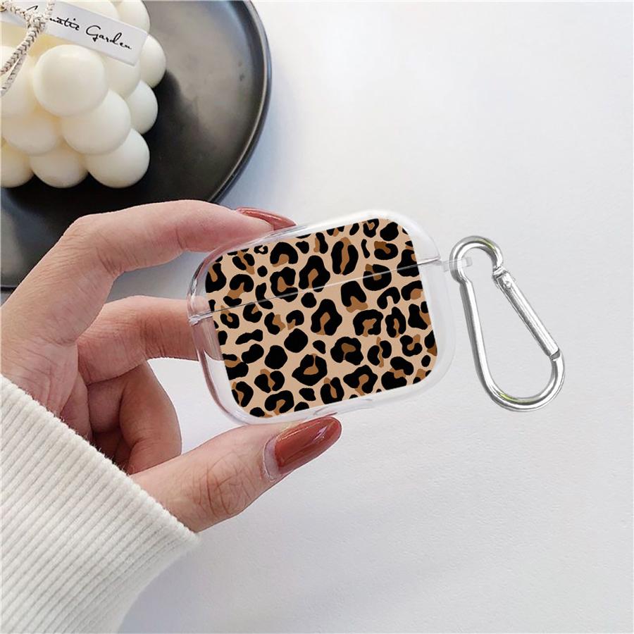 Case For Airpods Pro3 3 2 4 Pro 1 Pro2 Clear Earphone Cases Cover Leopard Print