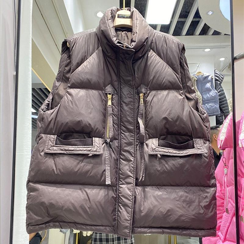 

Winter new Korean version warm zipper decorative stand-up collar loose large size down vest vest vest vest vest tide