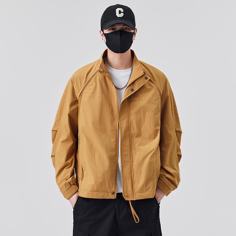 Spring Men'S Trendy Brand Embroidery Splicing Breathable Mesh Stand-Up Collar Jacket Couple With The Same Style Outdoor Versatile Leisure