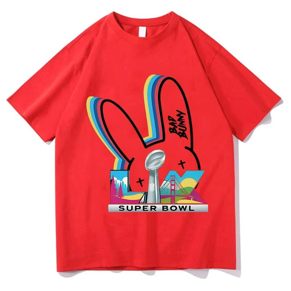 Bad Bunny Super Bowl Tshirts Short Sleeve Pure Cotton Oneck Fashion Tshirts Men Women Clothing Unisex Streetwear Hip Hop Tops