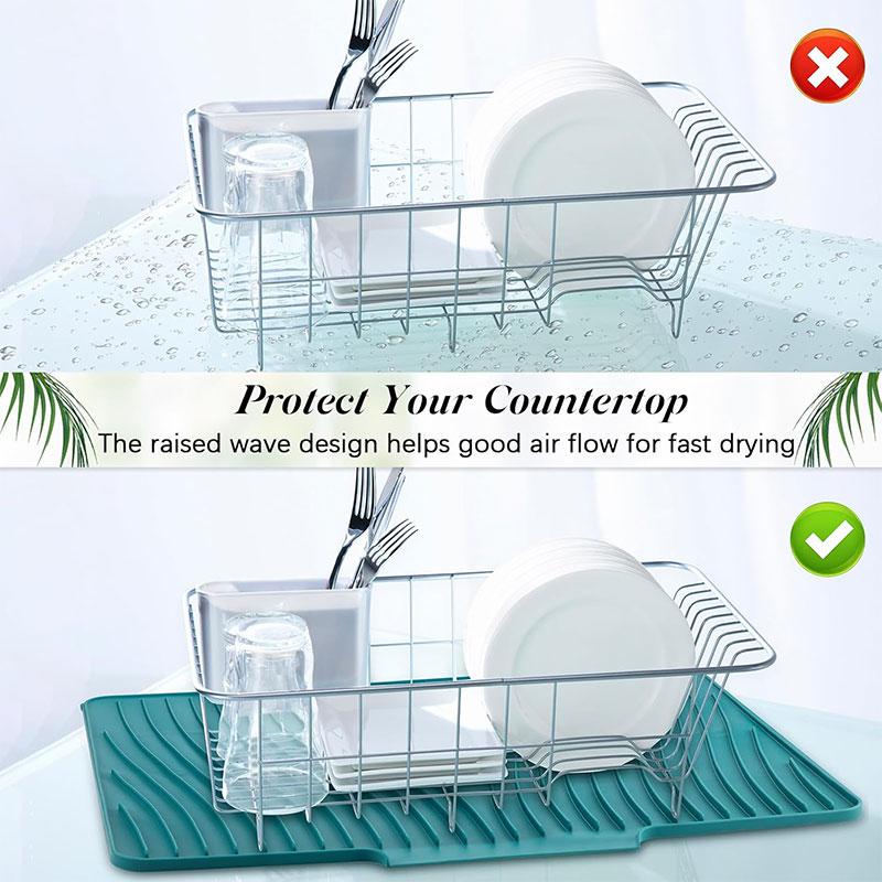 Silicone Tableware Drain Mat Anti Slip Sink Mat Slope Guide Bowl Dish Drying Filter Mat Heat Resistant Pad Kitchen Accessorie