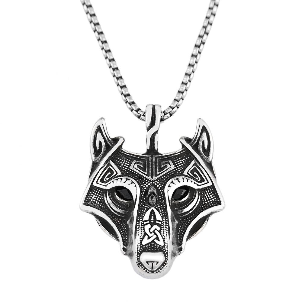 Stainless Steel Celtic Viking Wolf Head Necklace Pendant