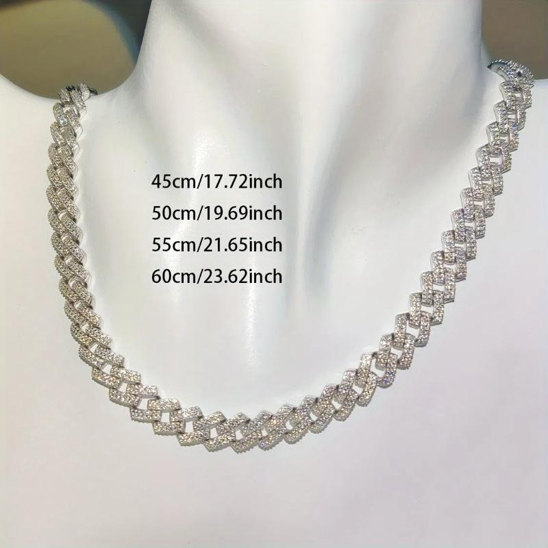 Catena Cuban Iced Out Zirconia Cubica Larghezza 14mm 2 File Maglia Cuban Miami Collana per Rapper Collana da Uomo Gioielli Hip Hop