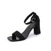 Women's  Summer Fashion Sandals Medium High Heel Plus Size 34-42 Outdoor Sandalias Elegant Bridal Buckle Strap Wedding Shoes