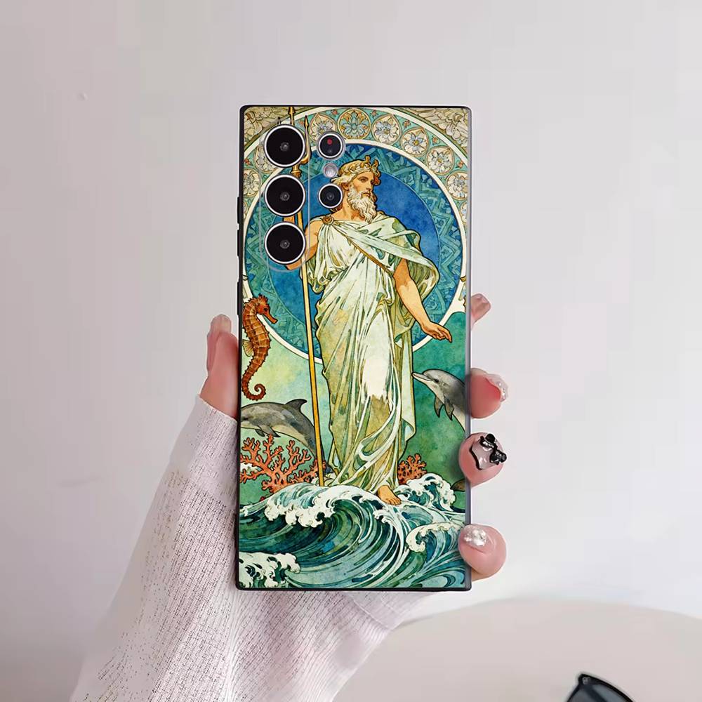Olympian Gods Poseidon Zeus Phone Case for Samsung Galaxy S30 26 25 Ultra Plus S24 23 22 FE Lite S21 20 TPU Cover SamsungS23Ultra5G