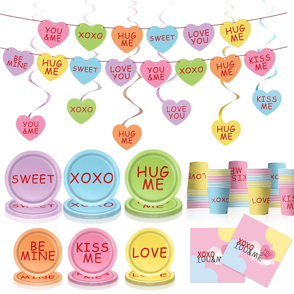 Valentine'S Day Party Supplies Love Flag Decoration Tableware Valentine'S Day Party Confession Atmosphere Arrangement Props