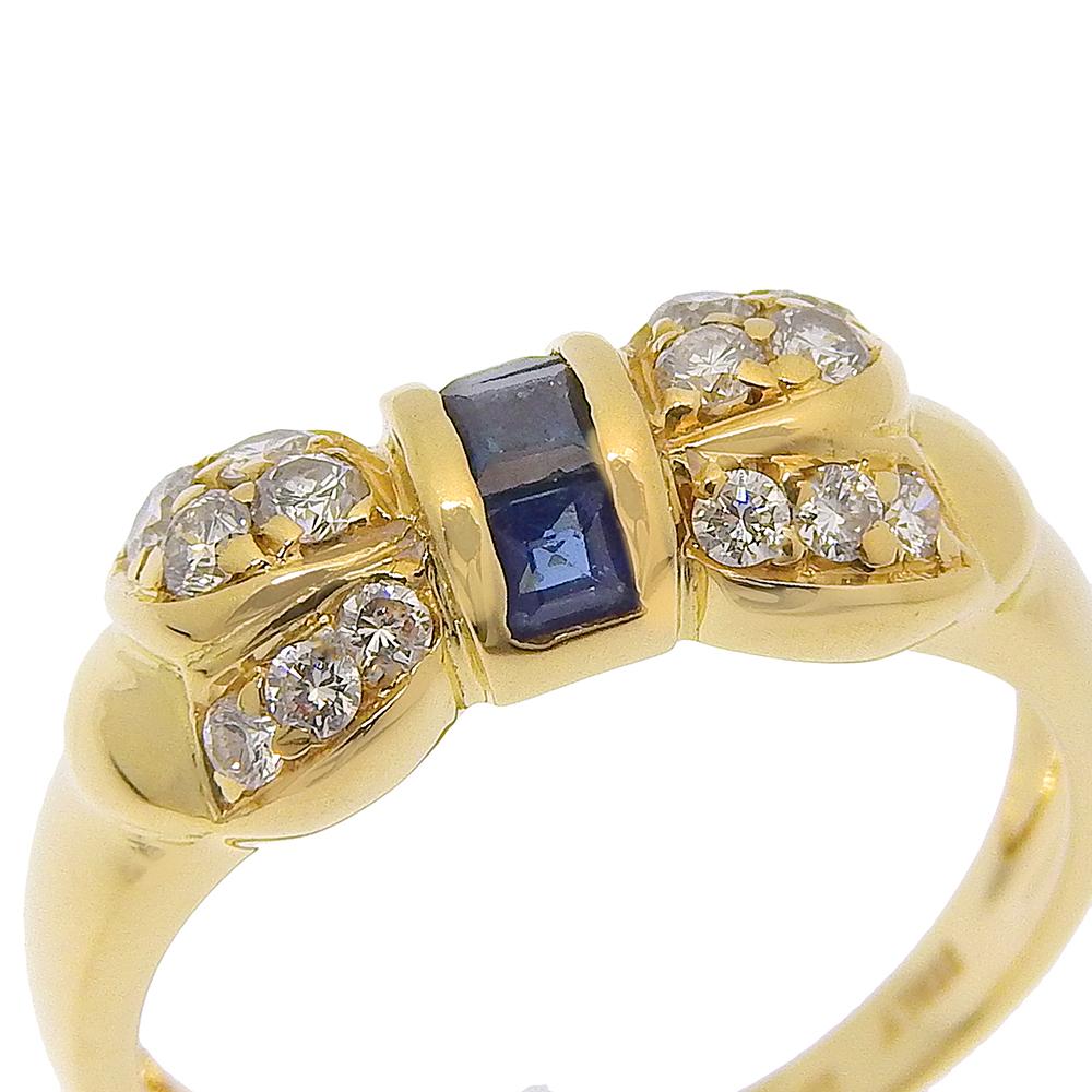 Ring K18 yellow gold/sapphire/diamond #5.1(US Size) 3.5g Women Used