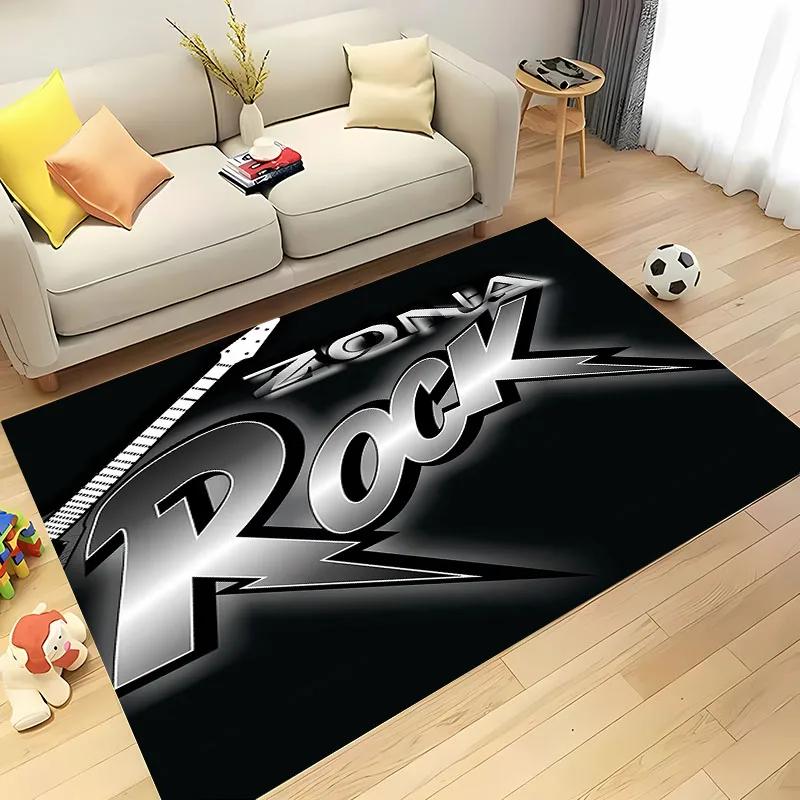 3D Printing Classic Rock Music Area Carpet for Living Room Cartoon Children's Bedroom Sofa Doormat Floor Rug Anti-slip Decor Mat