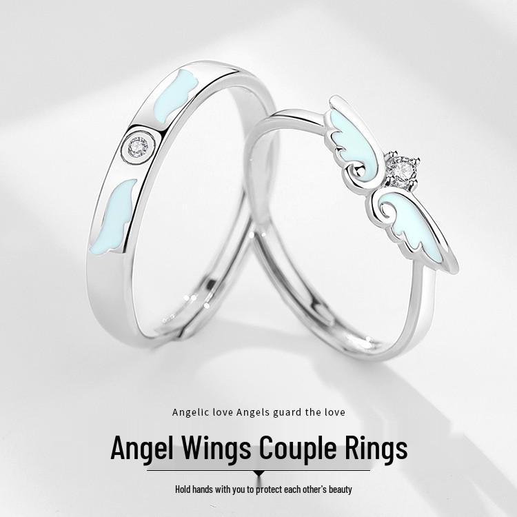 

Кольца для пар из флуоресцентного стерлингового серебра 925 пробы «Крылья ангела» – Идеальный подарок на день рождения для неё Women s Ring in Sterling Silver