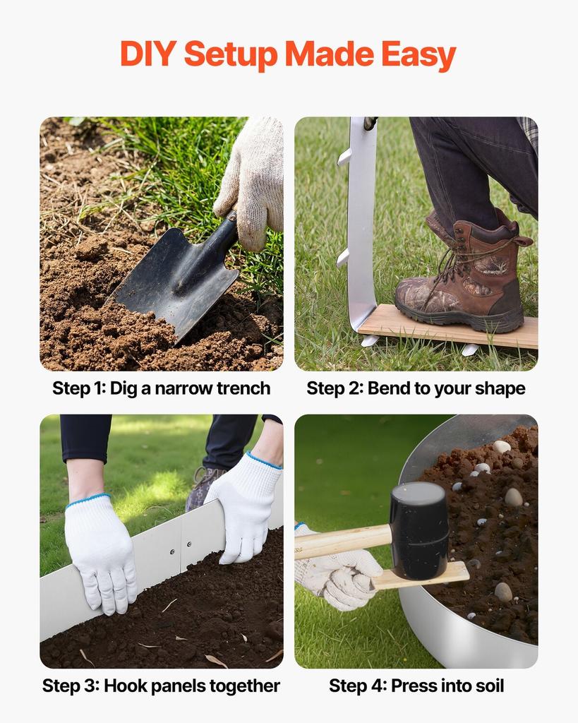 Corten Steel Landscape Edging, 10-Pack 100 X 23 Cm Metal Edging for Landscaping with 11 Connecting Plates, Easy-to-Install, Metal Garden Edge Border