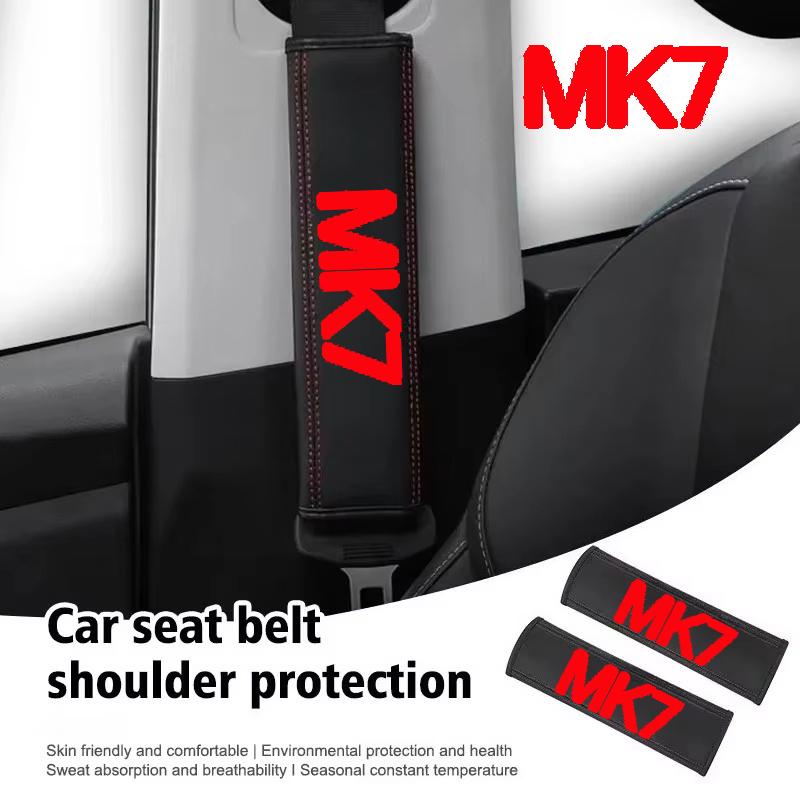 High Quality Car Seat Belt Protection Shoulder Pad Cover for Volkswagen MK7 Logo Top leather automotive Protection accessory