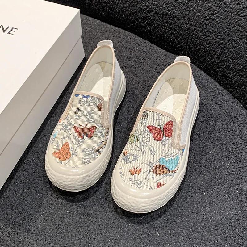 Women Embroidered Shoes Lazy Cloth Shoe Flat Shoes Wedding Shoes for Women Flats Beach Flats for Women Zapatillas