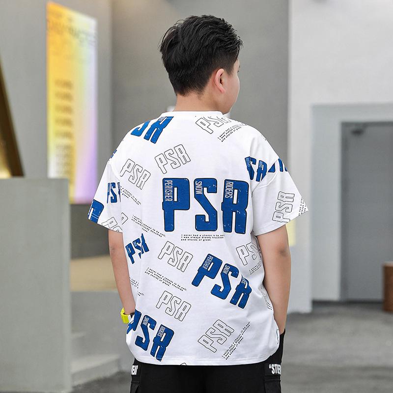 

Trendy Fat Boy Plus Size Summer Cotton Round Neck T-shirt for Medium & Large Children - Short Sleeve, Loose Fit Sports Sweatshirt 180 (suggested 130-160 kg)