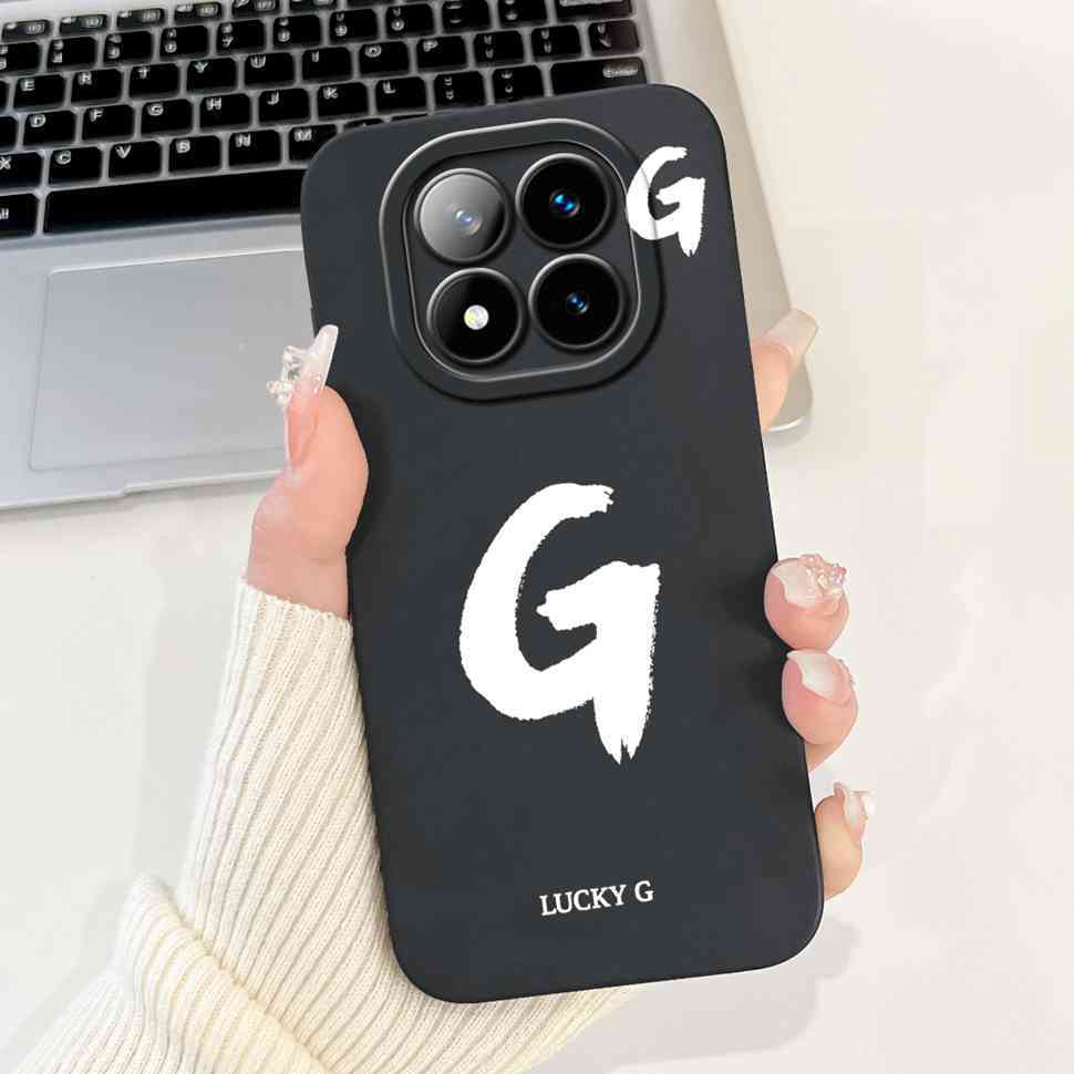 For Xiaomi Redmi Note 14 Pro+ 5G Case Black Lucky Letter A-Z Soft Silicone Cover For Redmi Note 14Pro Plus 5G 6.67" Phone Cases