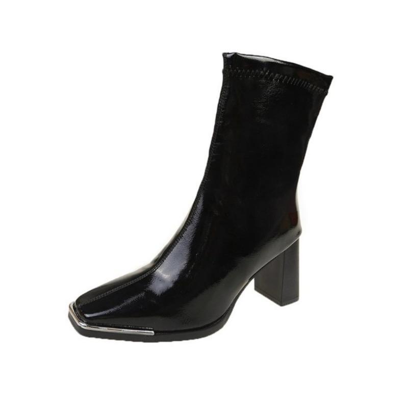 

Мода 2024 года, новые женские сапоги до середины голени, модные туфли карамельного цвета на молнии в готическом стиле, лакированные длинные сапоги, роскошные дизайнерские туфли на высоком каблуке 39