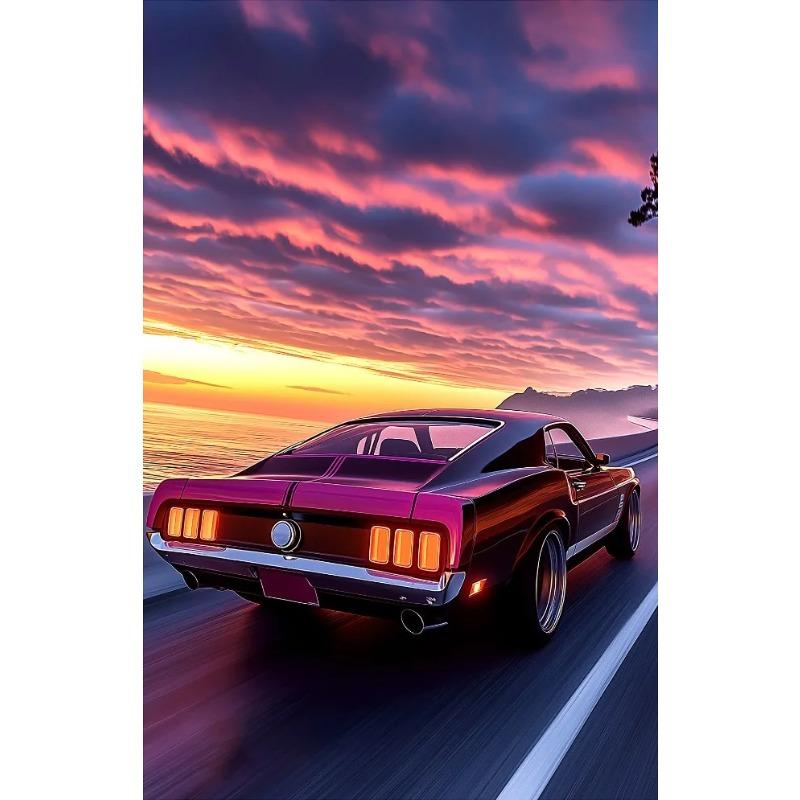 Classic Cool Supersport Car Sunset Colorful Posters and Prints Canvas Printing Wall Art Picture for Living Room Home Decora Gift