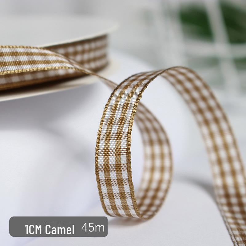 1cm Solid Color Plaid Ribbon for Cake Box Packaging and Decoration
