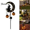 Unique Halloween Gifts for Home Solar Witch Pumpkin Moon Garden Stake Light, Waterproof on Crescent Powered Decorative Stakes with Lantern,