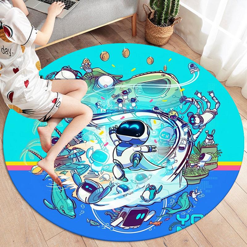 ASTRO BOT Custom Name Round Area Rug,Carpet Rug for Living Room Bedroom Sofa Playroom Decor,Non-slip Floor Mat