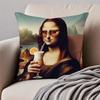 Creative Abstract Funny Art M-Mona Lisa Cushion Cover Pillowcase Anti-Dustmite Invisible Zipper Short Plush Sofa Cushion