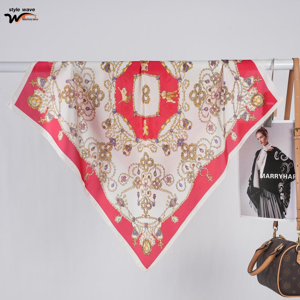 French Retro Ladies' Silk Square Scarf - Versatile Spring/Summer Fashion Accessory