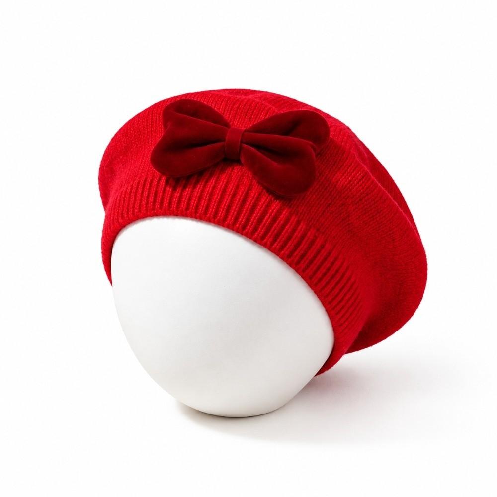 Comfortable Children Bow Beret Solid Color Kid Beret Cap Sweet Girls Bow Hat For 6M-3Y